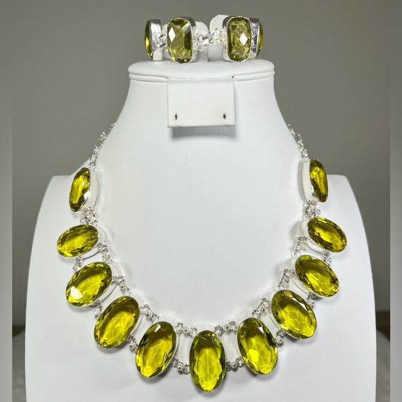🍋 Lemon Topaz Big 925 Necklace & Bracelet - Picture 3 of 8